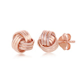 Sterling Silver Triple Wire Love Knot Stud Earrings - Rose Gold Plated